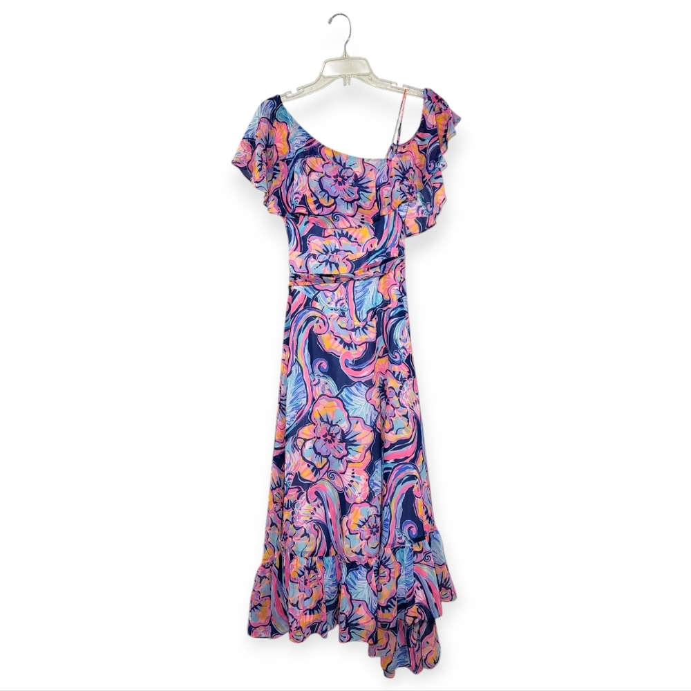 LILLY PULITZER Marianna Dress in Nauti Navy Boho Bateau Wrap Dress Medium - Picture 6 of 10